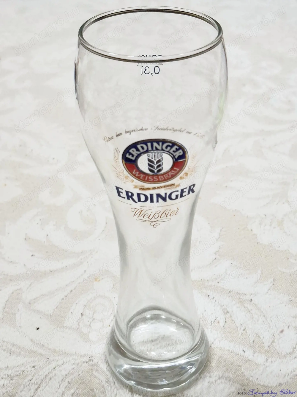 Üveg ERDINGER 60-64-210 mm méretű sörös pohár, eladó