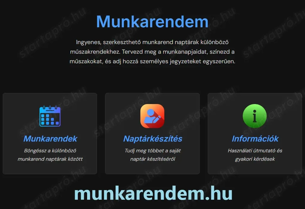 Műszakrend naptárak - ingyenes, online