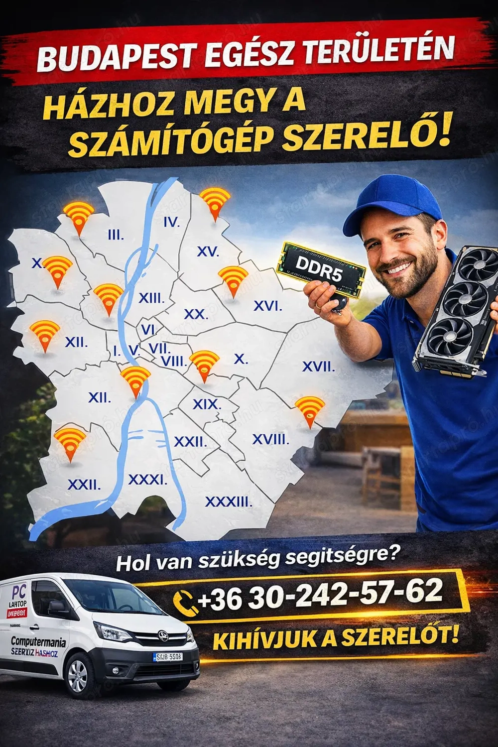 Számítógép javítás, router beállítás, vírusírtás házhoz megyünk Budapesten ingyenes kiszállással.