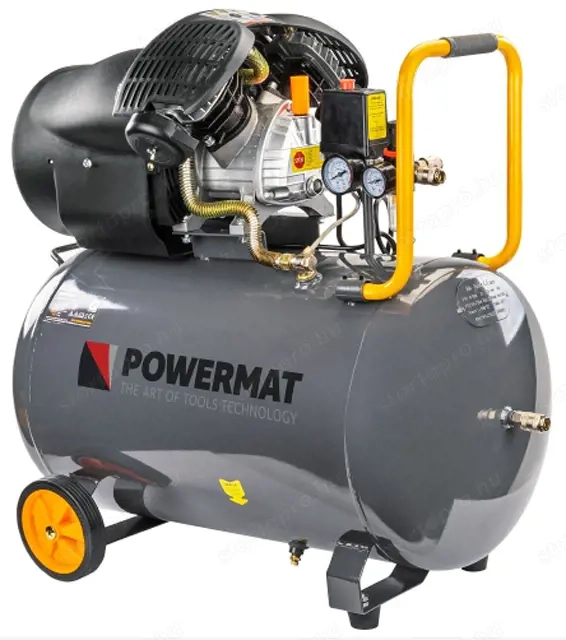Legerősebb 100 liter Powermat levegő kompresszor 530 liter percenként 3500 Watt 8 bar új 2 év garanc