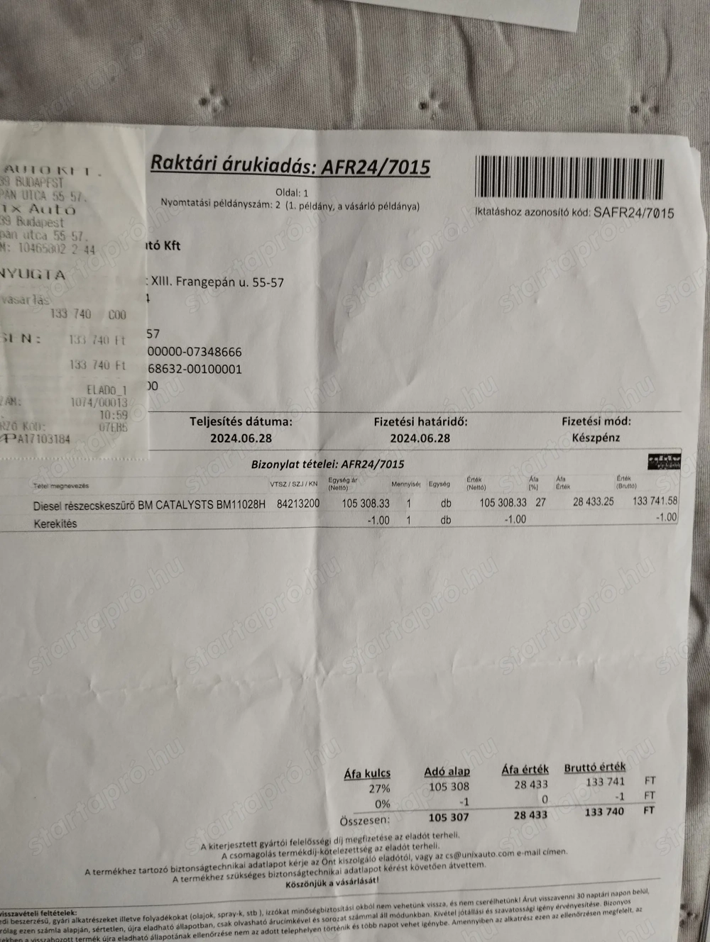 Részecskeszűrő eladó