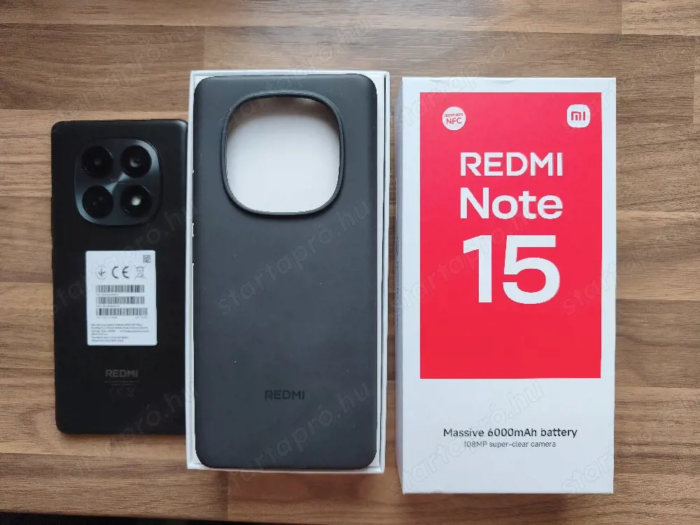 Redmi Note 15, 8 256GB, fekete, kártyafüggetlen, garancia