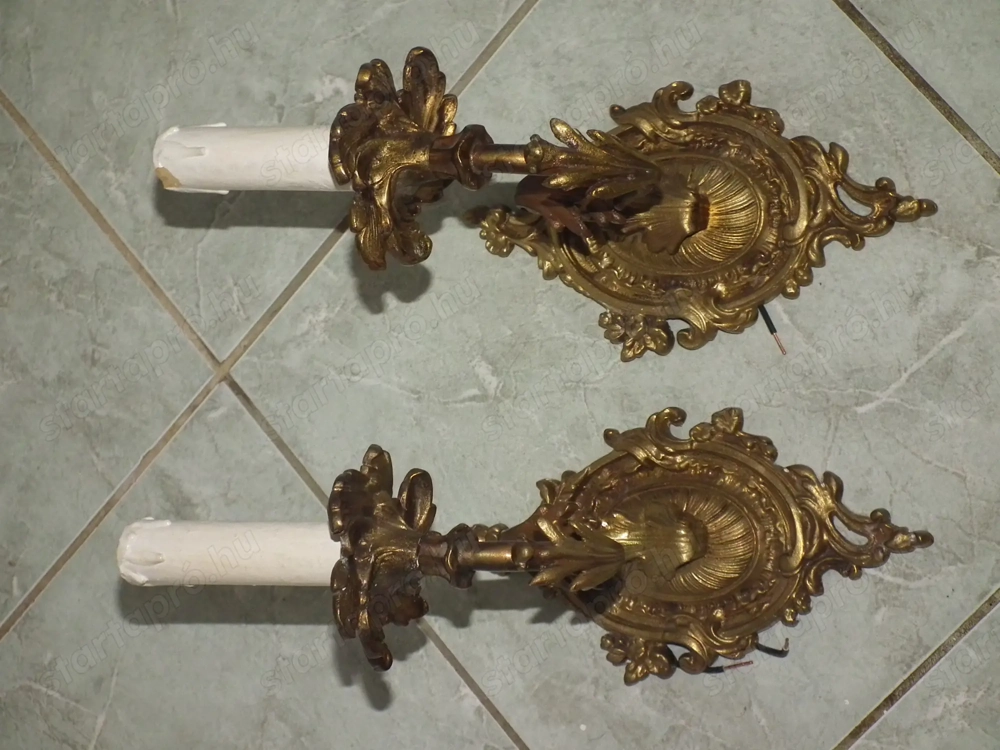Fajsúlyos párban egy gyertyás réz falikarok 2 db. egyben