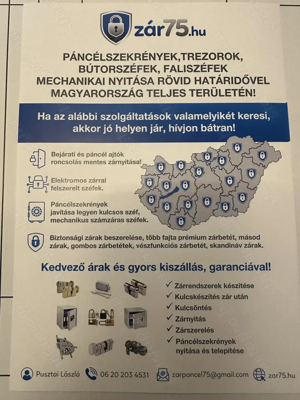 Zárnyitás Széf nyitás 