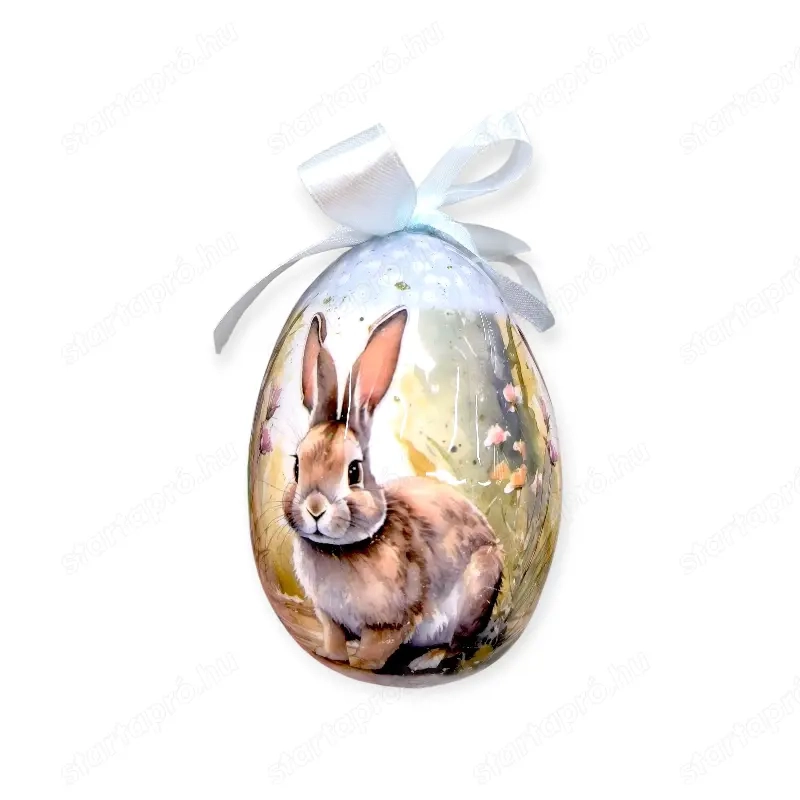 Húsvéti tojás dekoráció   kék nyuszis, 12 cm