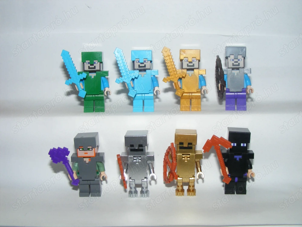 Lego Minecraft figurák Arany Ezüst Gyémánt Steve Csontváz Enderman figura ÚJ