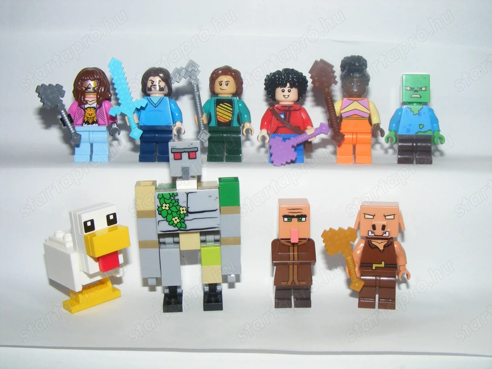 Lego Minecraft Mozifilm figurák Garrett Guberáló Garrison Steve Alex Vasgólem figura ÚJ