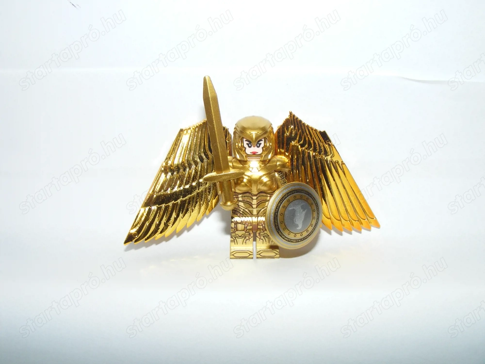 Lego Szuperhős figurák Arany Króm Csodanő figura Szárnyas Harci verzió ÚJ
