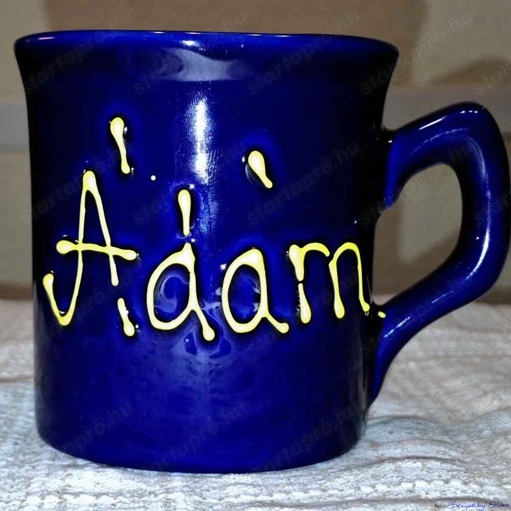 Kerámia bögre kézi festett "Ádám" felírattal, eladó