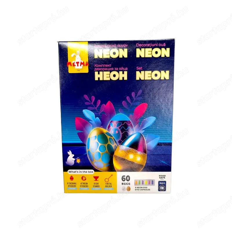 Neon tojásfesték készlet 6 szín 60 tojásra