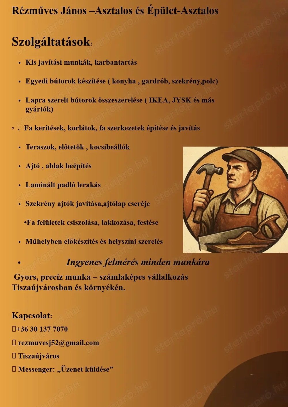 Asztalos munka gyors precíz