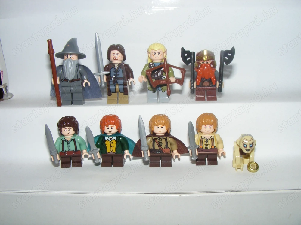 Lego Gyűrűk Ura figurák A gyűrű szövetsége 4 Hobbit + Gandalf Legolas Gollam figura ÚJ