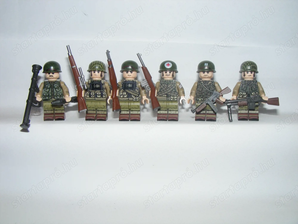 Lego 2. Világháborús Amerikai US Army Rangers Ranger ezred katonák 6db katona ÚJ