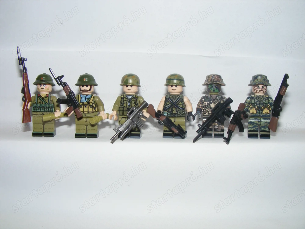 Lego Vietnámi háborús Amerikai hadsereg és Vietkong gyalogos katonák 6db katona ÚJ