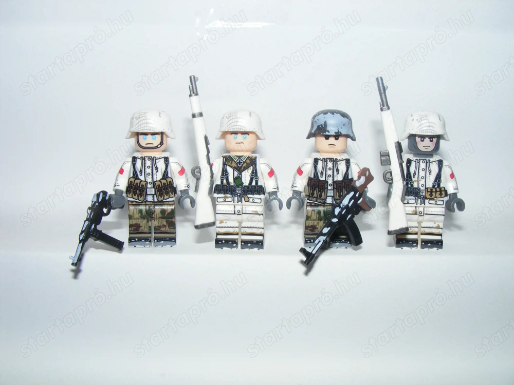 Lego 2. Világháborús Német katonák Havasi Alakulat Téli egyenruhás katona 4db ÚJ