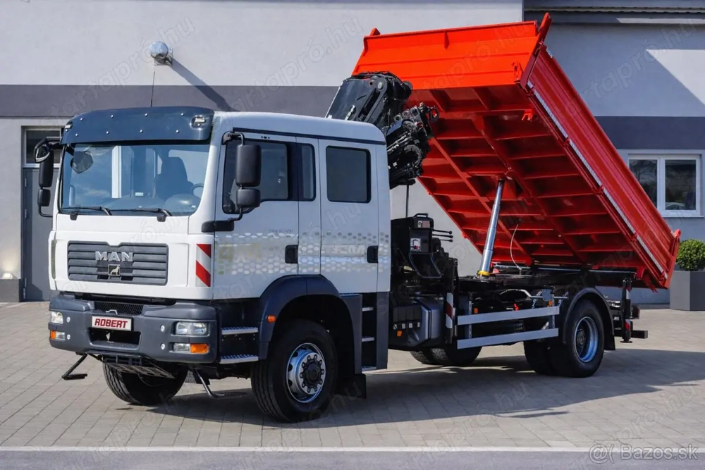 MAN TGM 18.240 4x4 háromoldalra billenőplatós darugémes teherautó