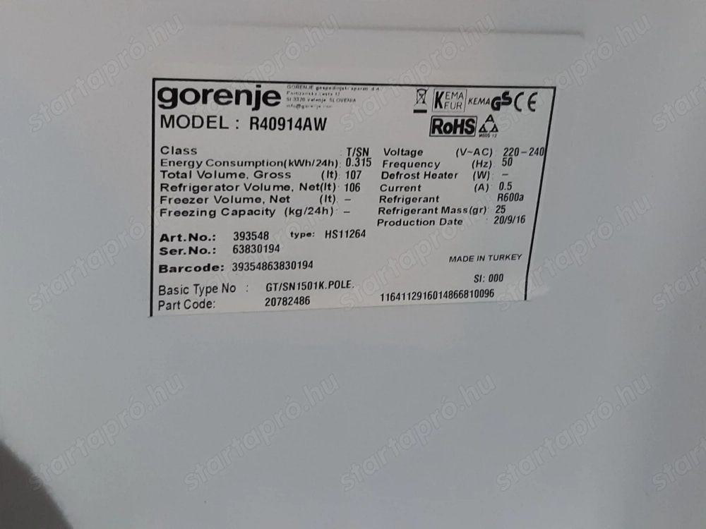Gorenje R40914AW hűtő ajtója és polcai eladók