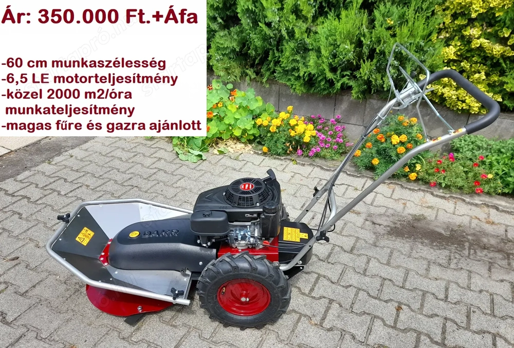 6,5 LE-S Dakr Tekton L196 magasgaz-kaszáló ipari kivitelű önjáró gép. Ár: 350.000 Ft.+Áfa