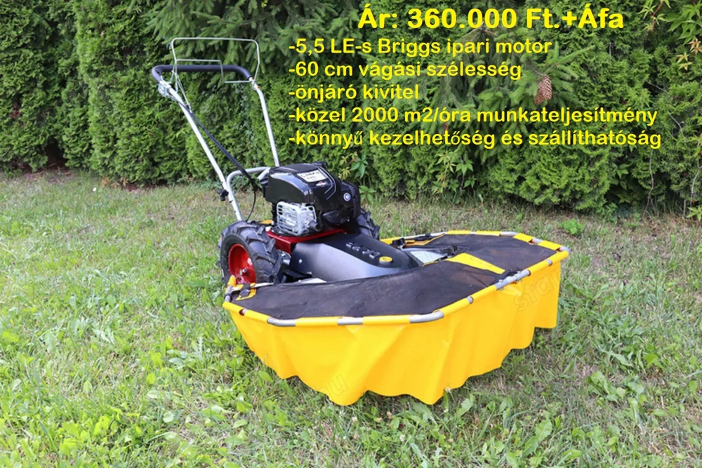 5,5 LE-s Dakr Tekton Briggs önjáró, ipari kivitelű magasgaz-kaszáló gép. Ár: 360.000 Ft.+Áfa