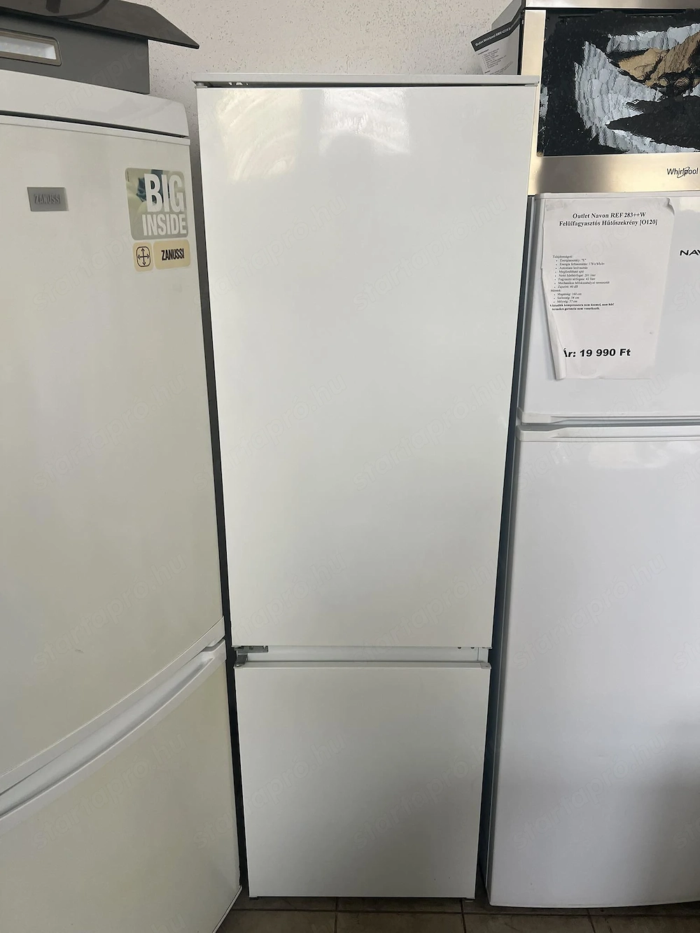 Használt Zanussi ZBB3294 beépíthető alulfagyasztós hűtőszekrény [H17652] 1-3 hónap garanciával