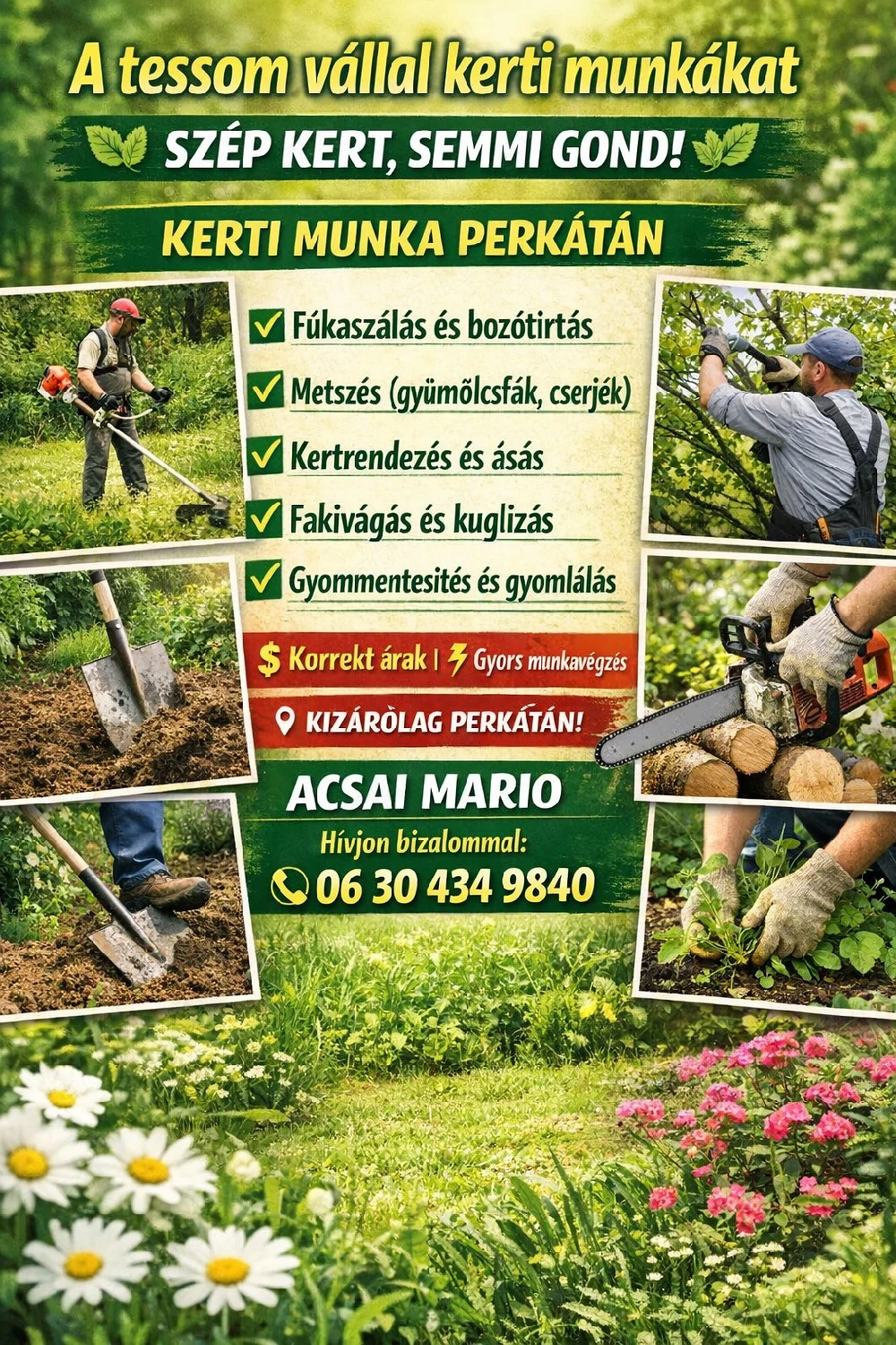 A tessom válal kerti munkákat 