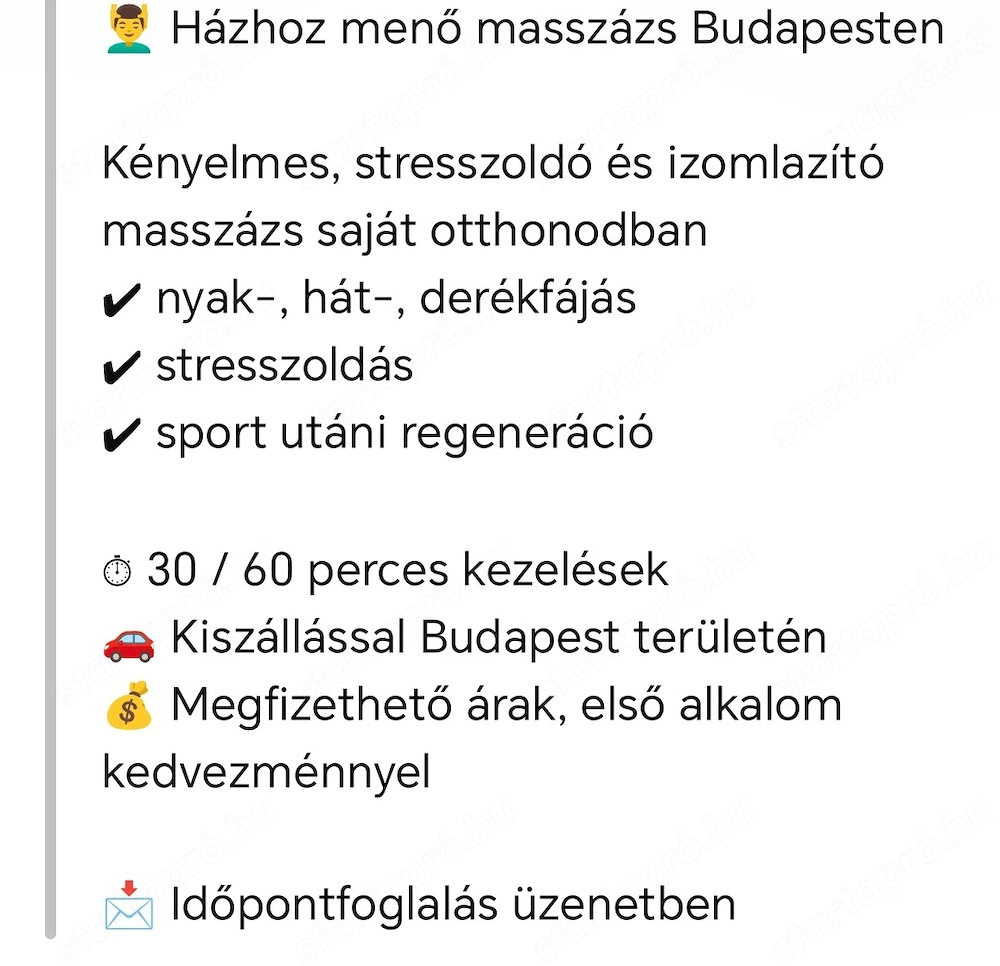 Masszzázst vállalok Budapesten házhoz megyek