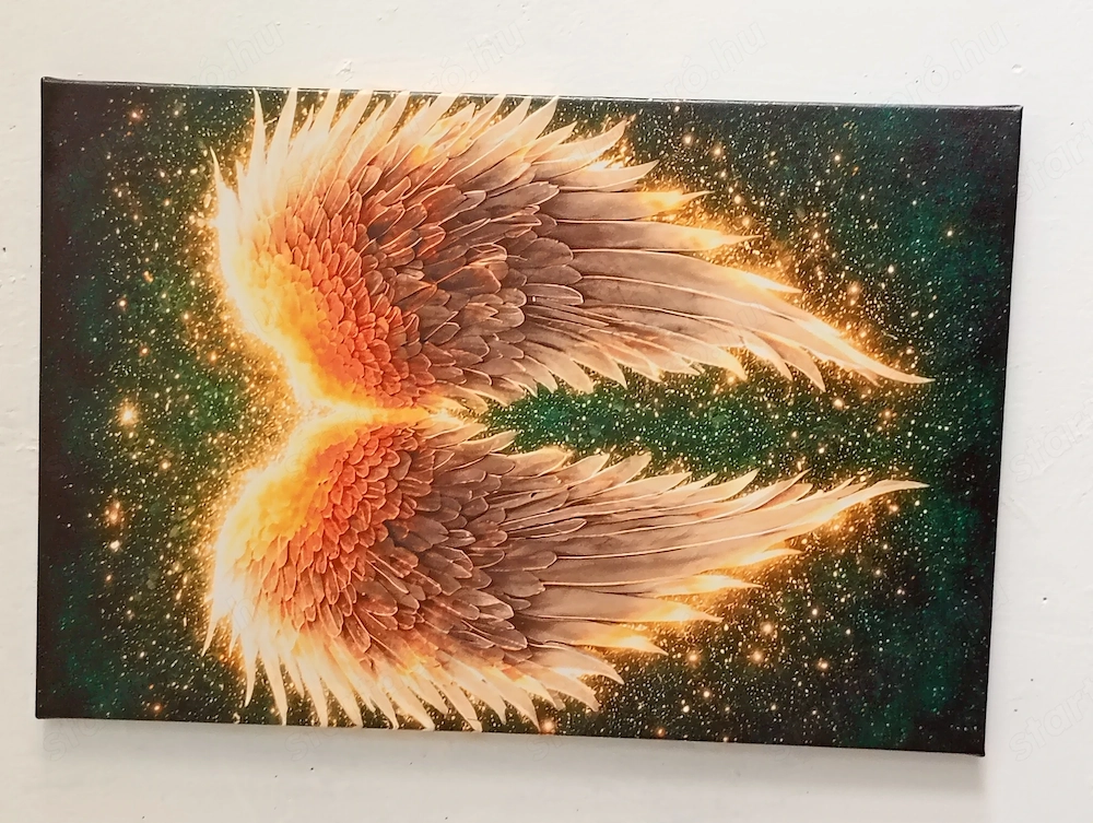 Arany angyalszárnyak  vászonnyomat 45   30 cm 12000ft óbuda  36 50 104 8272  A kép szimmetrikus, mod