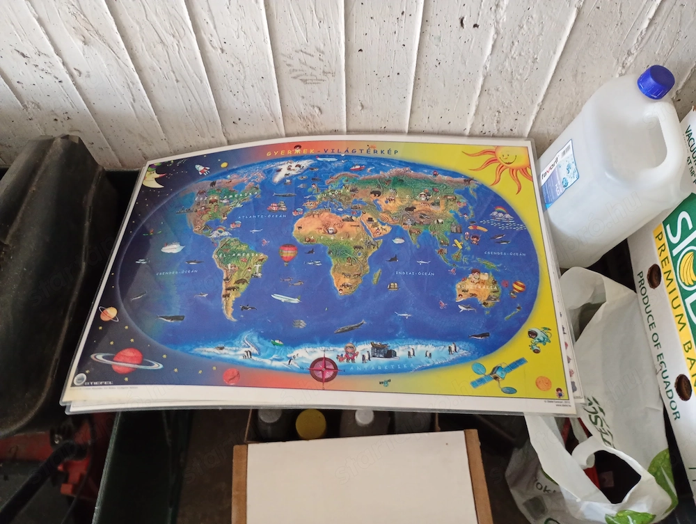 Stiefel kétoldalas, fóliázott "Föld országai Gyermek világtérkép" asztali könyökalátét.    3000ft ób
