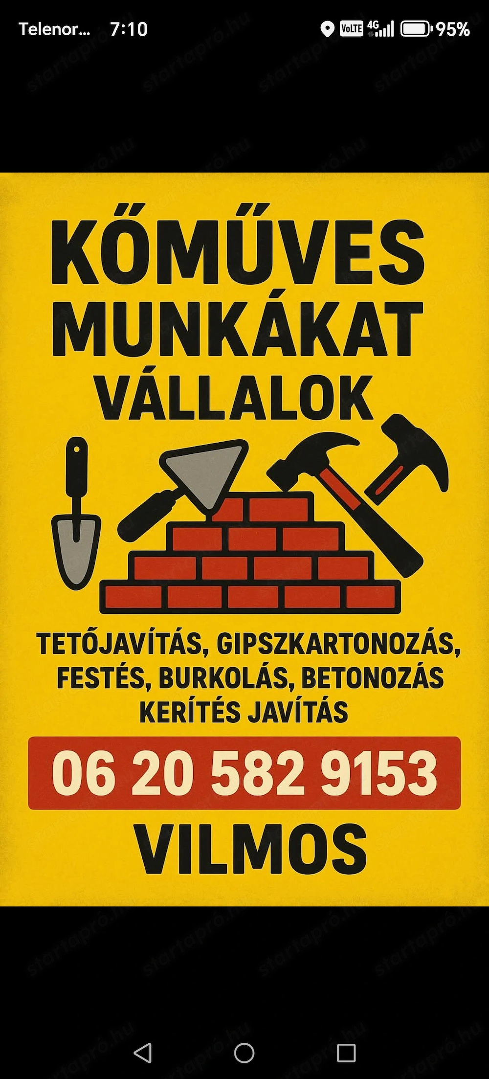 Kőműves munkákat vállalok.