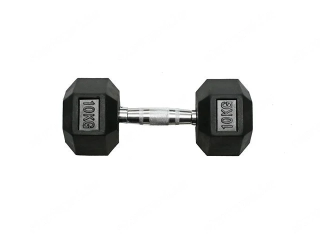 360gears - rubber hex dumbbell - hatszögletű gumírozott fejű kézisúlyzó - 10 kg