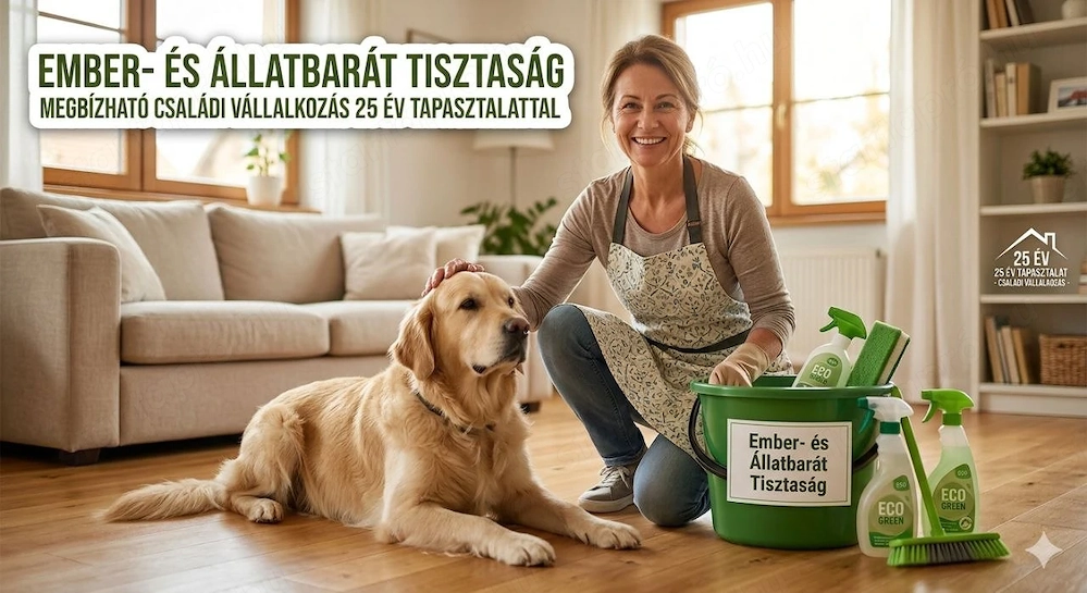 Megbízható takarítás 25 év tapasztalattal   Egészségtudatos és állatbarát megoldások!