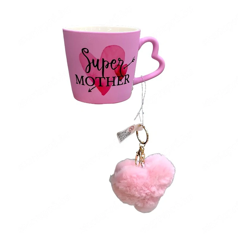 Super mother ajándék bögre szett rózsaszín 400 ml