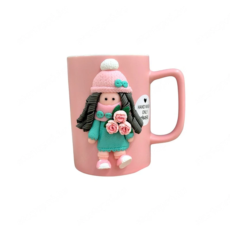 3D virágos lány bögre rózsaszín 435 ml