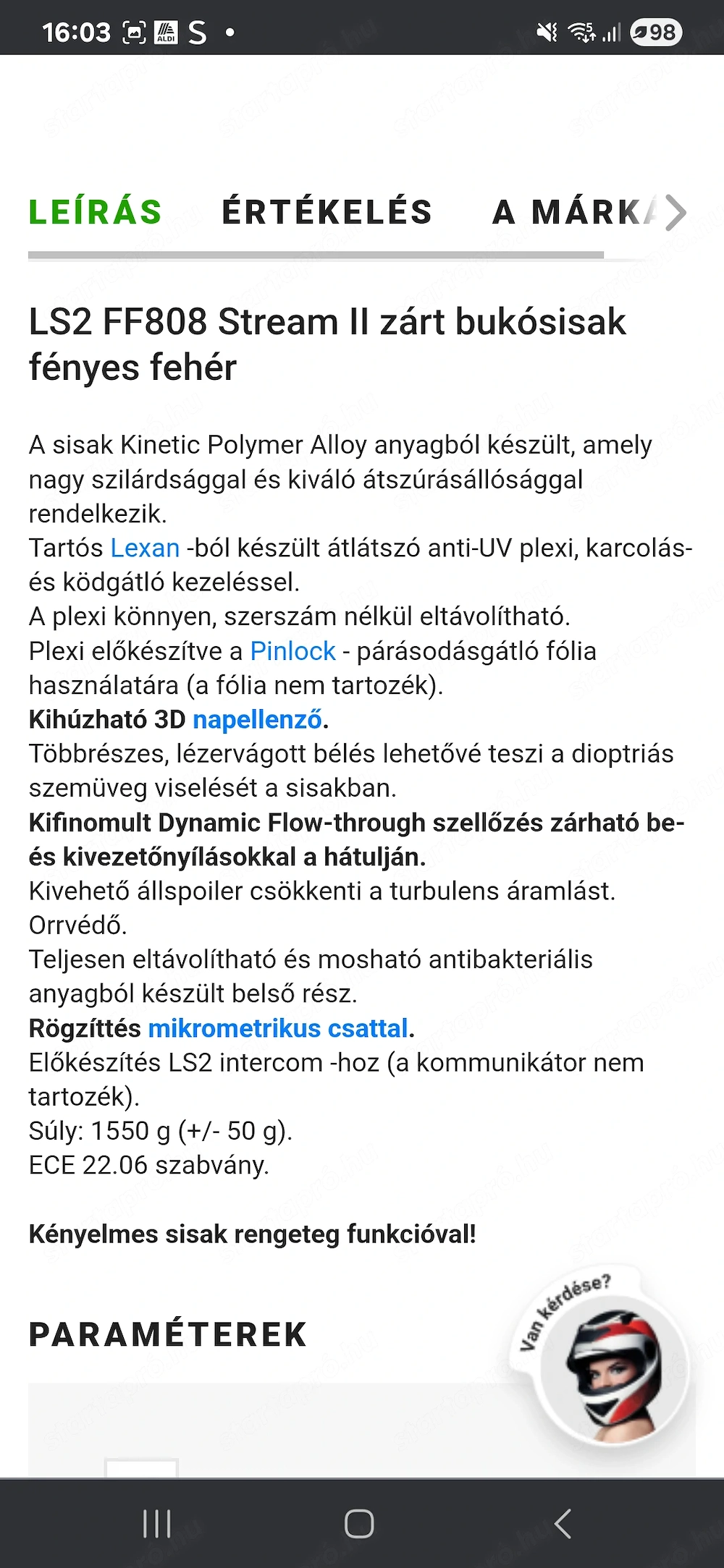 Női S-es vadiúj bukósisak