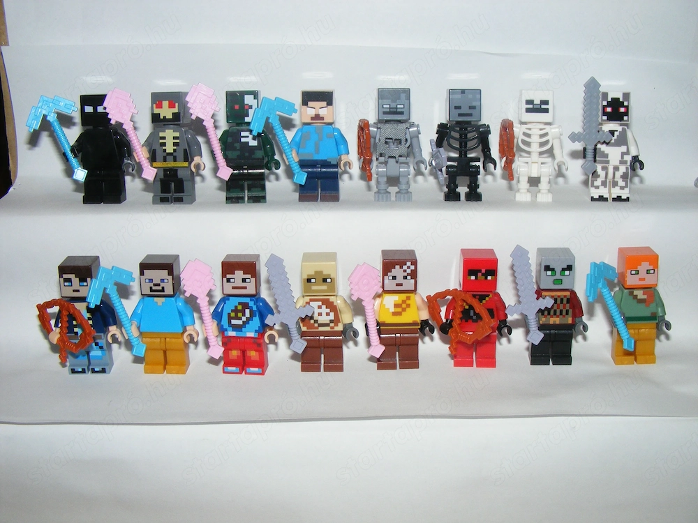 Lego Minecraft figurák Skinek Sorvasztó Csontváz Zombi Kóbor figurák Skin pack 16db 