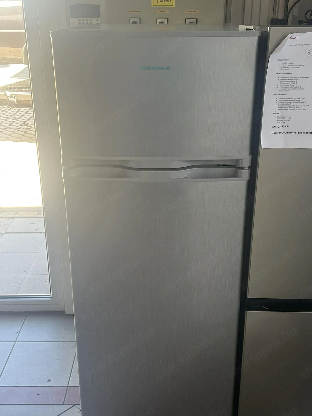Használt Heinner HF-H2206SE++ Felülfagyasztós Hűtőszekrény [KH306] 1-3 hónap garanciával