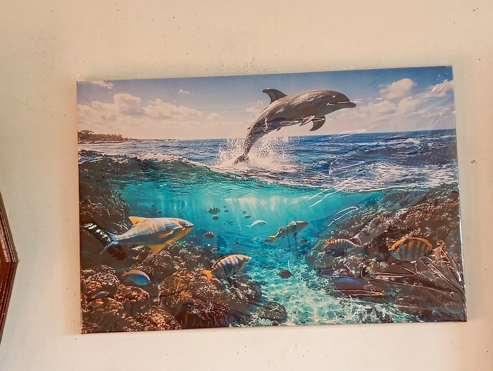 delfin Ég és óceán között kép 60*40 cm  12000ft óbuda  