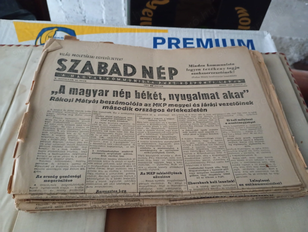 8db pl Szabad nép 1947-04-15   84. szám 3000ft óbuda A Magyar Kommunista Párt központi lapja 8db egy