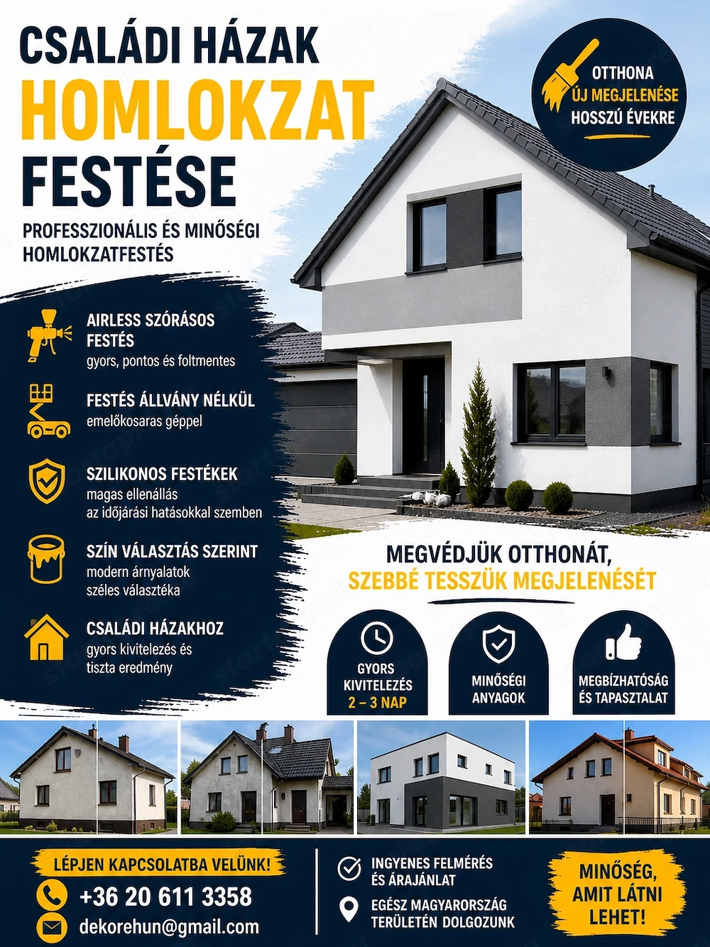 Homlokzat és tető festése és tisztítása