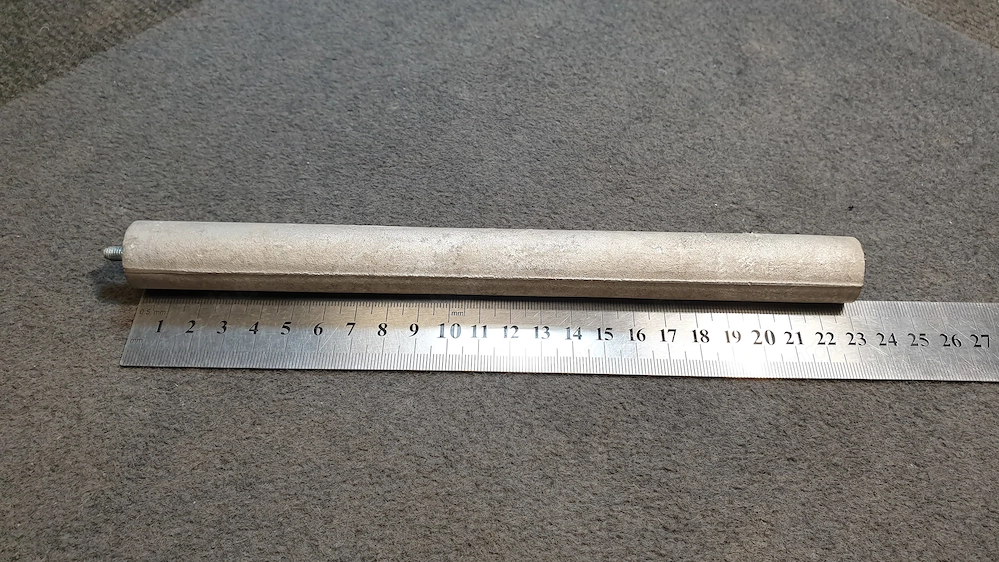 Magnézium anód rúd eladó, 230mm - 21mm, M6 csavar