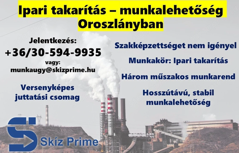 Ipari takarító állás Oroszlányban 
