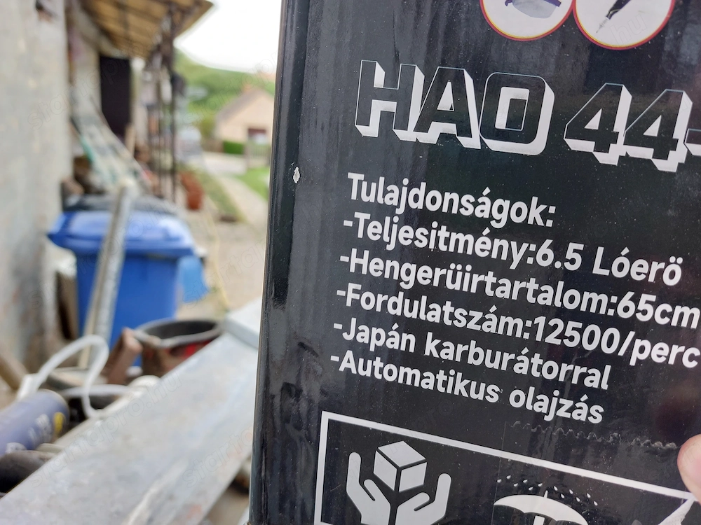  HAO 44-5 Benzinmotoros Fűkasza és Bozótvágó 43 cm  2 ütem dobozában bontatlan szár tartozék. Specif