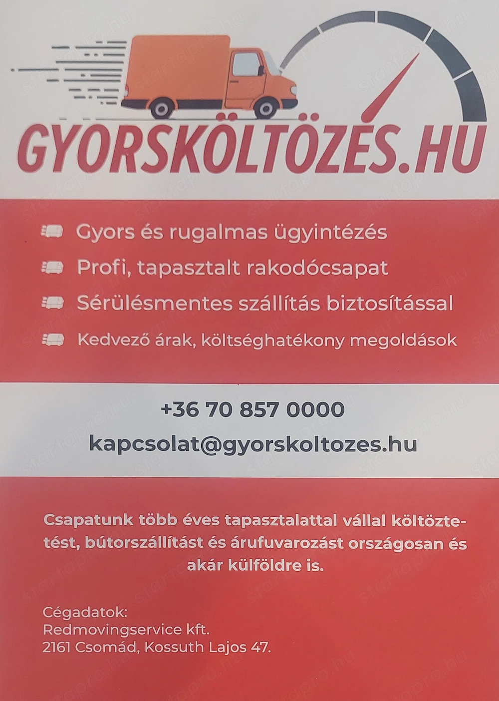 Költöztetés -Szállítás 