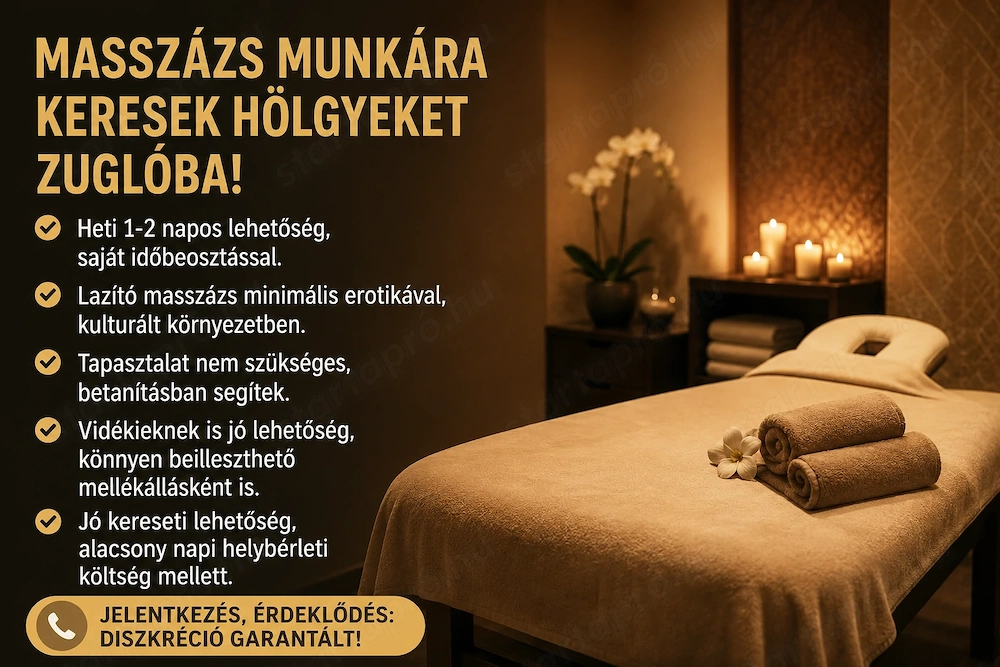 Budapesti masszázs munka hölgyek részére, akár betanítással is