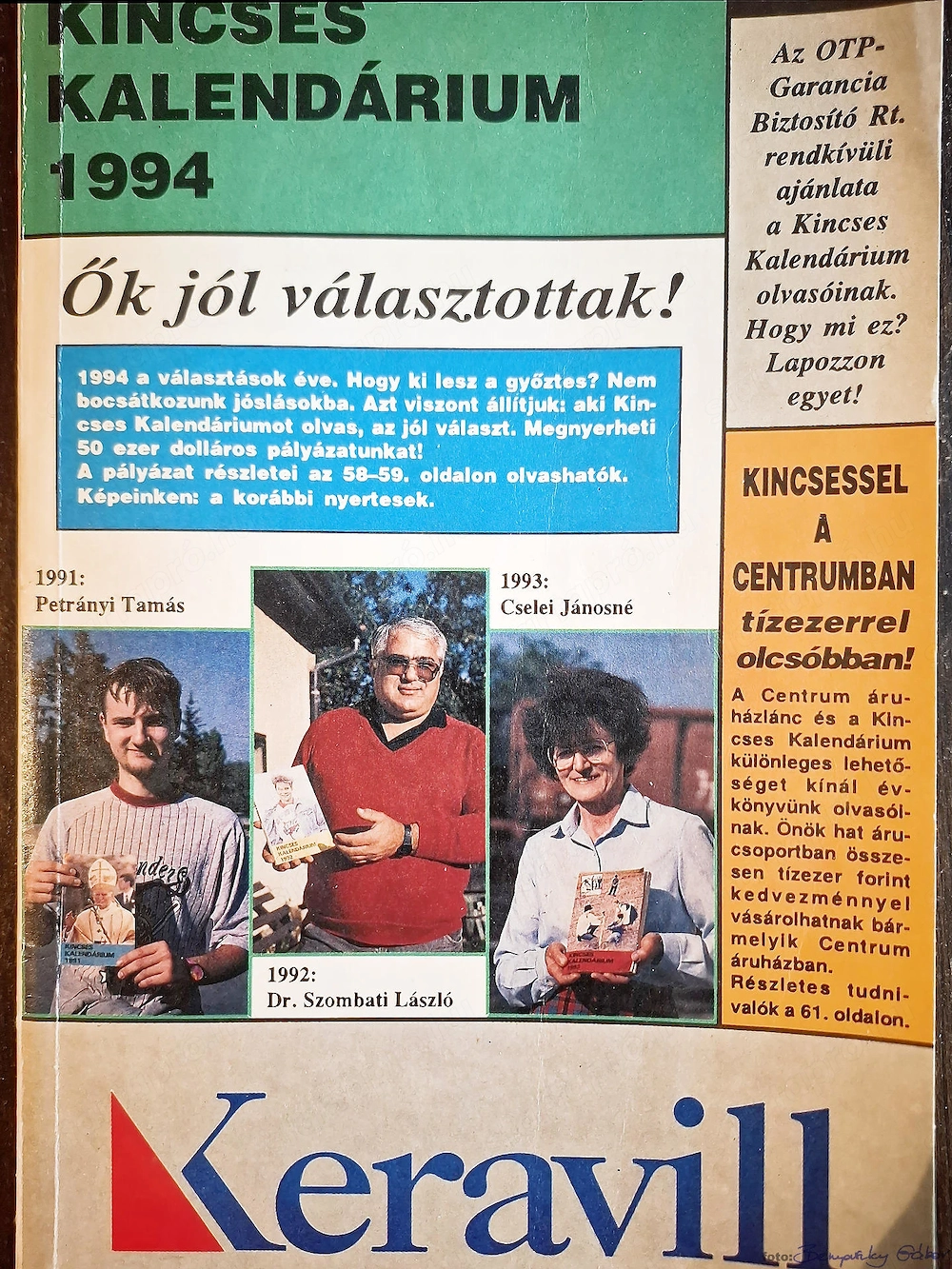 Könyv, Kincses Kalendárium 1994, eladó