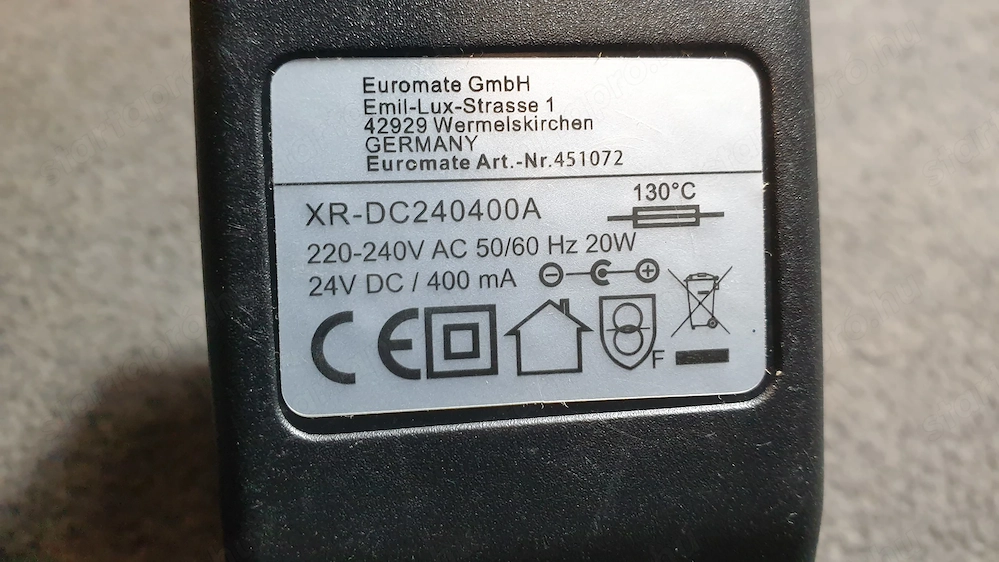 Lux Tools 24V DC, 400mA töltő eladó, XR-DC240400A