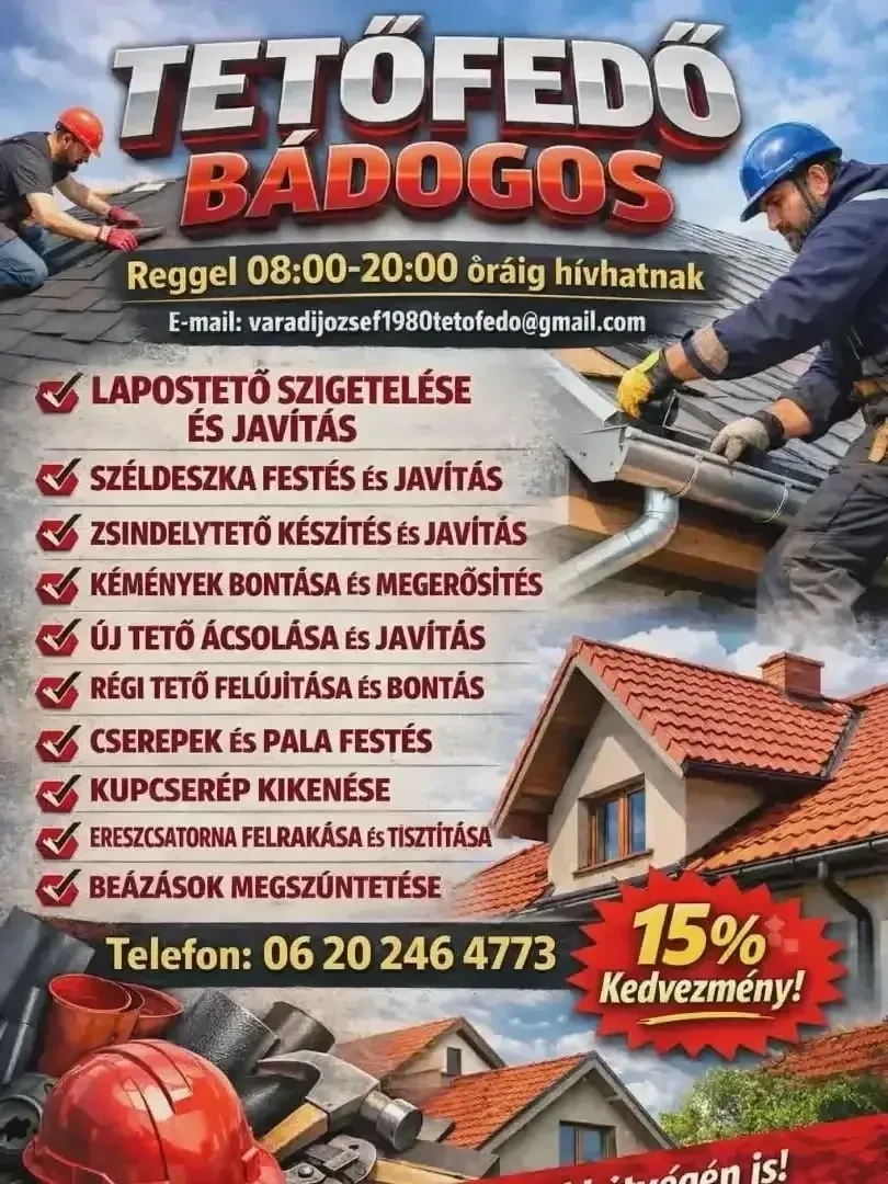 Tetőfedő Ács és Bádogos Varadi Jozsef 06202464773