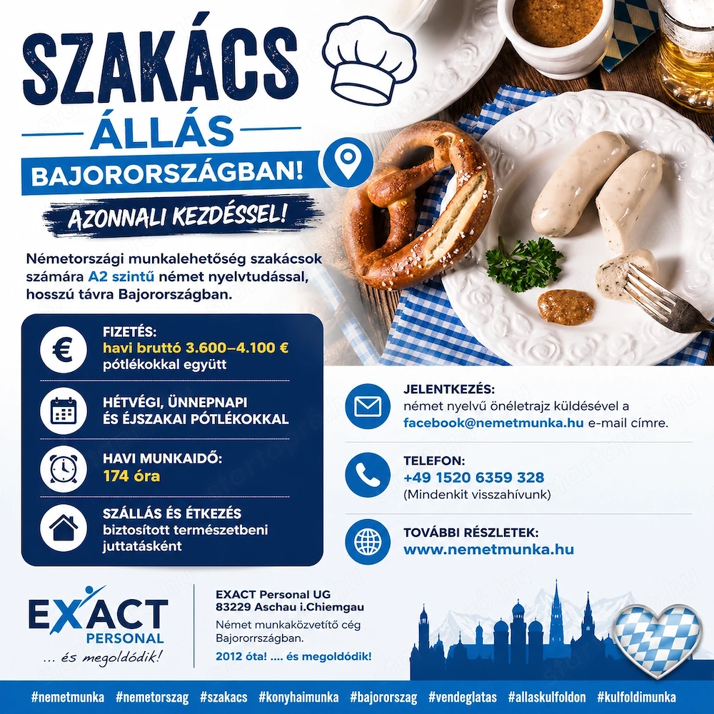 24. Szakács állás Bajorországban
