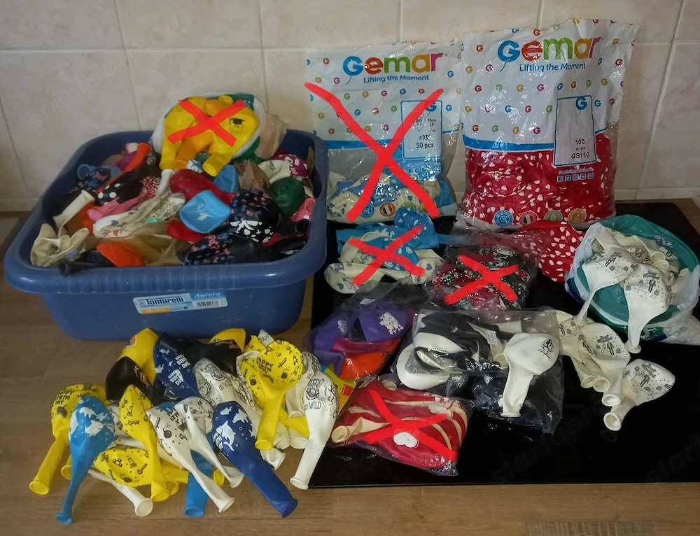 Környezetbarát, mintás Gumilufi árukészlet eladó, ÚJ!