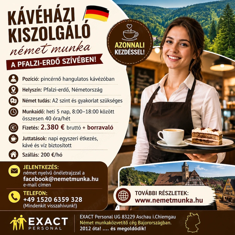 25. Kávéházi kiszolgáló német munka Pfalzi-erdőben